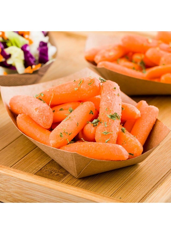 Restaurantware Bio Tek 4 Ounce Paper Boats, 400 Disposable #25 Food Trays - PE Lining, Durable, Kraft Paper Food Baskets, For Concession Stands, Picnics, or Fairs, Stackable - Image 3