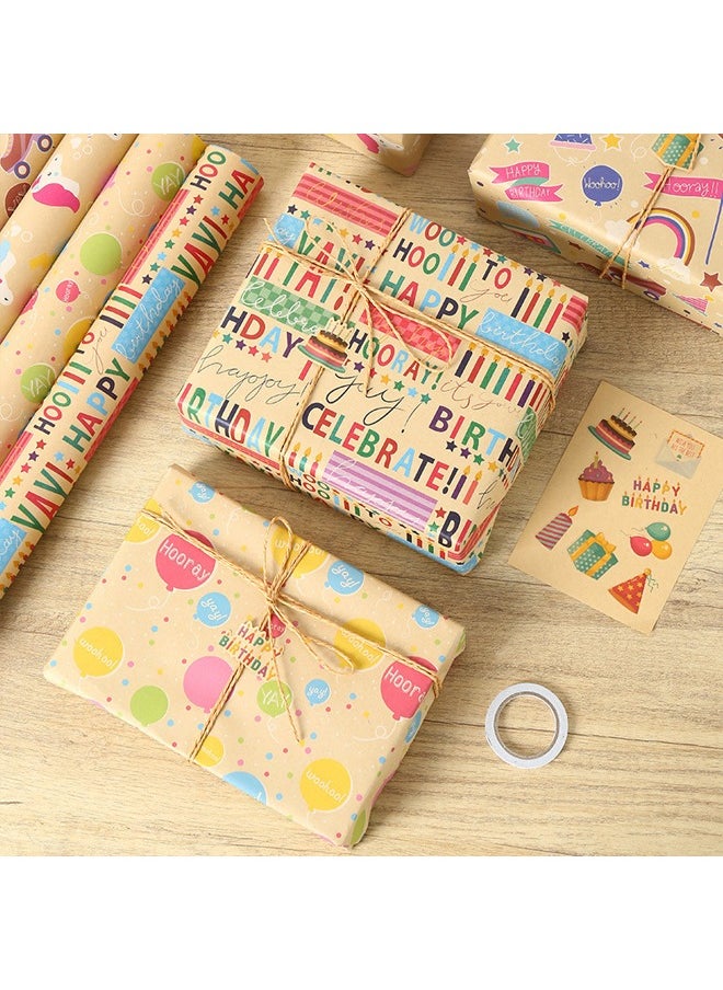 Zeemey 14 Sheets Gift Wrapping Paper With Accessories,Holiday Gift Wrapping Paper,Birthday Gift Box Gift Wrapping DIY, Gift Wrapping Paper for Birthday, Holiday, Wedding, Party,Kids Gift Wrapping (70cmX50cm)  - Image 2