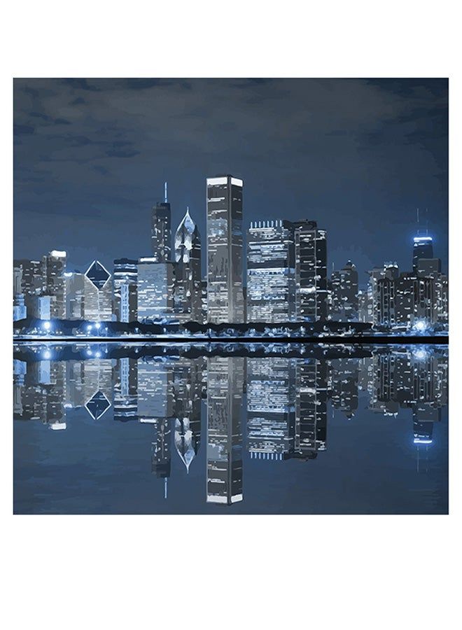 RYN Cityscape Themed Decorative Wall Art Blue/Black 30x30cm - Image 1