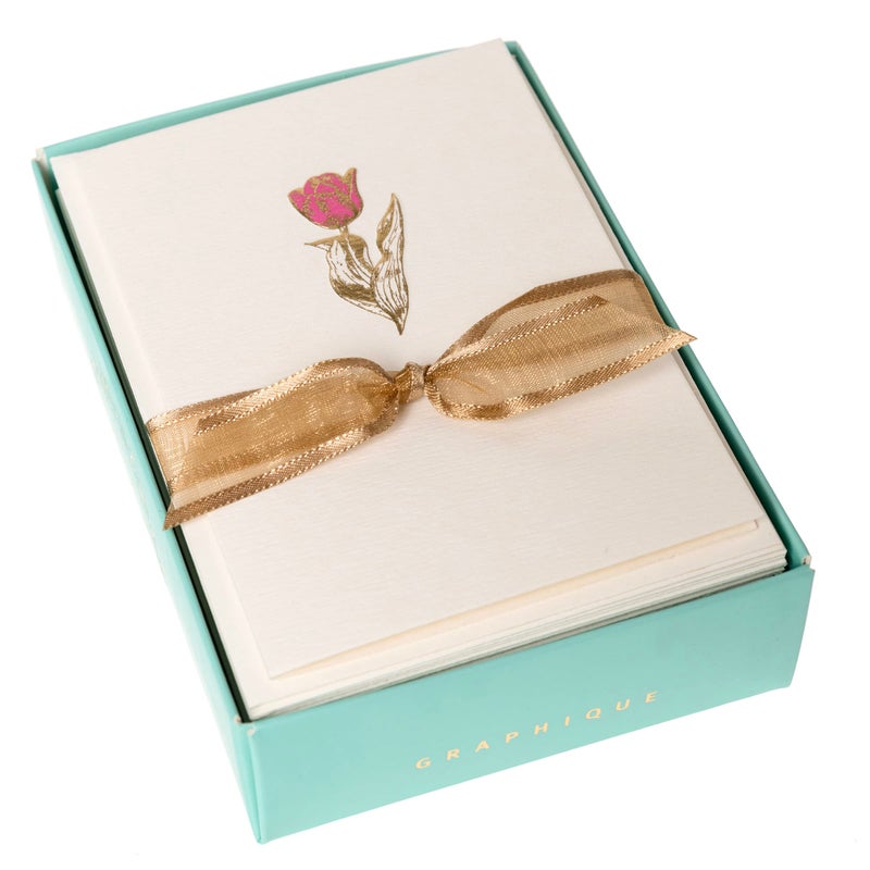 Graphique Tulip Cards | Pack of 10 Cards with Envelopes | Blank Inside | All Occasion Greetings | La Petite Presse Collection | Embossing and Gold Foil Accents | Boxed Set | 3.25" x 4.75" - Image 3