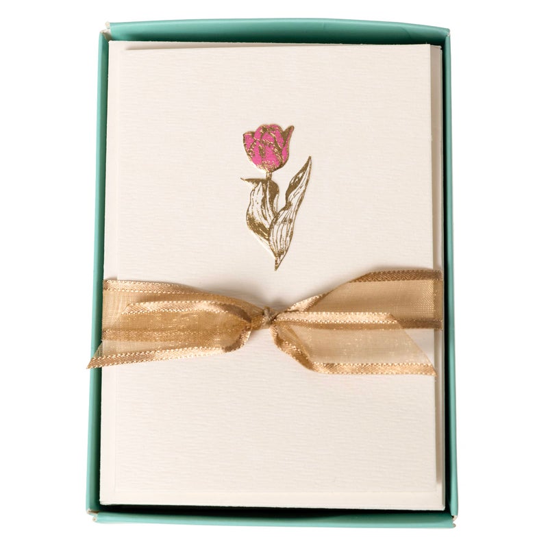 Graphique Tulip Cards | Pack of 10 Cards with Envelopes | Blank Inside | All Occasion Greetings | La Petite Presse Collection | Embossing and Gold Foil Accents | Boxed Set | 3.25" x 4.75" - Image 1