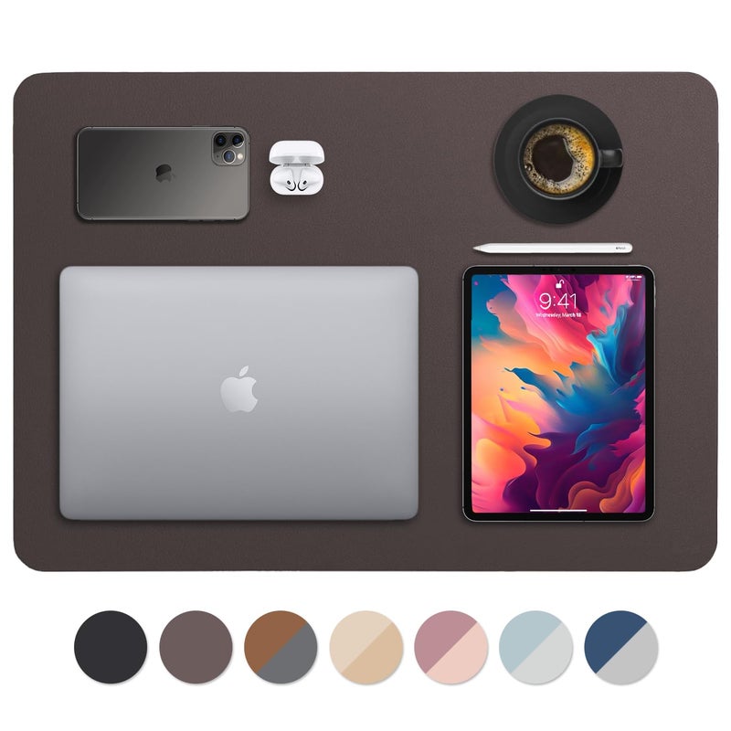 Vine Creations Leather Desk Mat 24" x 17", Desk Protector Mat, PU Leather Desk Pad, Small Desk Pad Mat, Desk Blotter, Desk Pads on Top of Desks, Desk Mat for Home or Office (Dark Brown) - Image 1