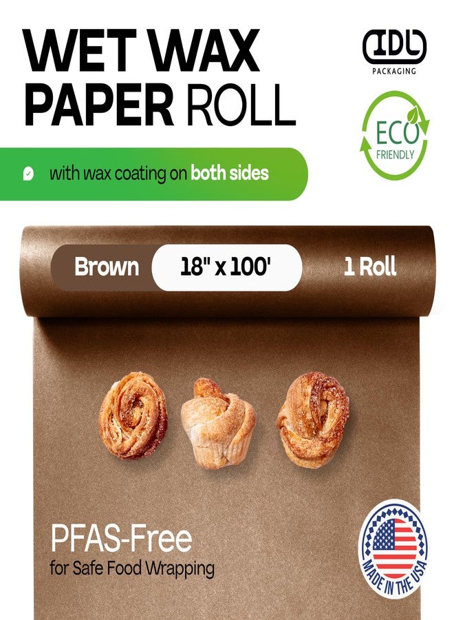 IDL Packaging Brown Wet Wax Paper Roll 18" x 100' - USA-Made Moisture-Repellent Cooking Paper for Packing, Storing & Freezing - Heavy-Duty Food-Safe Wrapping Material for Meat, Cheese & Baked Goods by IDL Packaging - Image 2