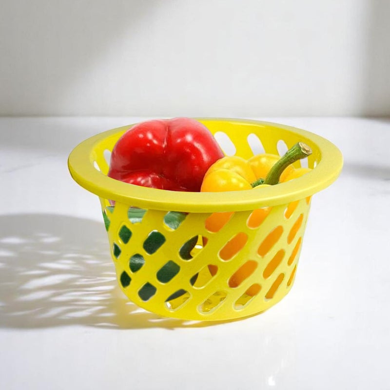 Go Hooked سلة تخزين شبكية بلاستيكية مع إغلاق بسحاب – منظم شبكي متعدد الاستخدامات للفواكه والخضروات والضروريات – تصميم متين وخفيف الوزن وقابل للتنفس للاستخدام في المنزل والمخزن (أصفر) - Image 2