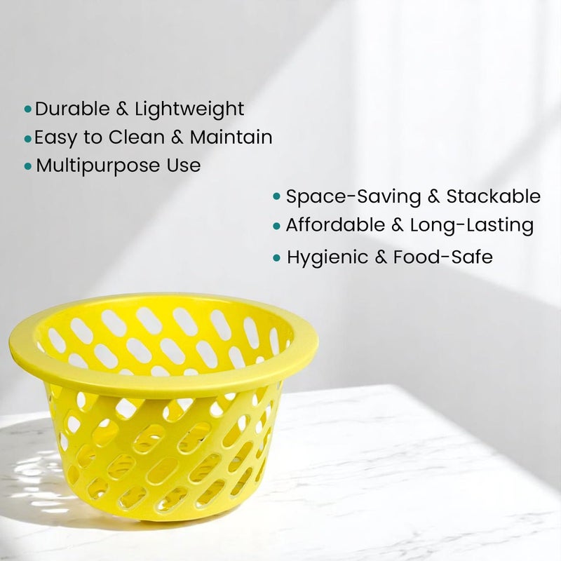 Go Hooked سلة تخزين شبكية بلاستيكية مع إغلاق بسحاب – منظم شبكي متعدد الاستخدامات للفواكه والخضروات والضروريات – تصميم متين وخفيف الوزن وقابل للتنفس للاستخدام في المنزل والمخزن (أصفر) - Image 3