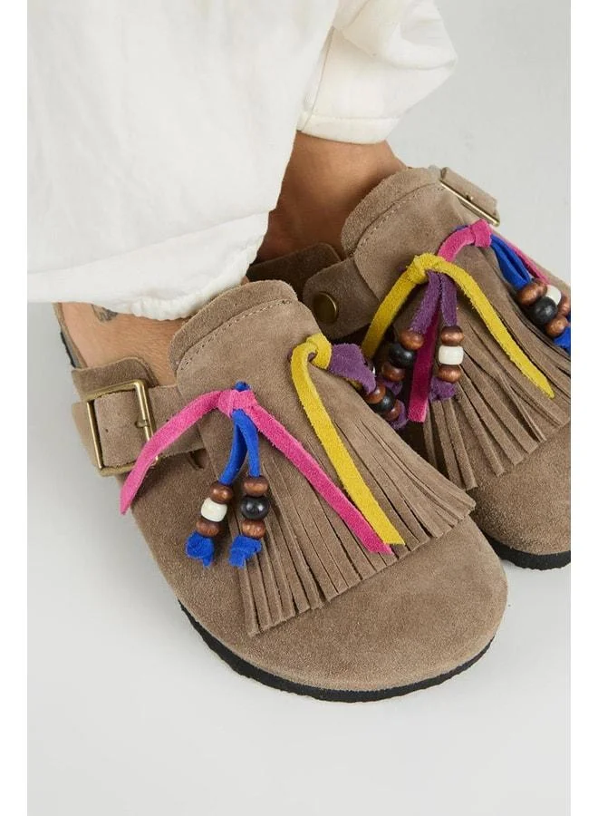 Manijero  Poelman Women's Genuine Leather Tassel Beaded Detailed Sabo Vizon Slipper. for Women | Best Price UAE