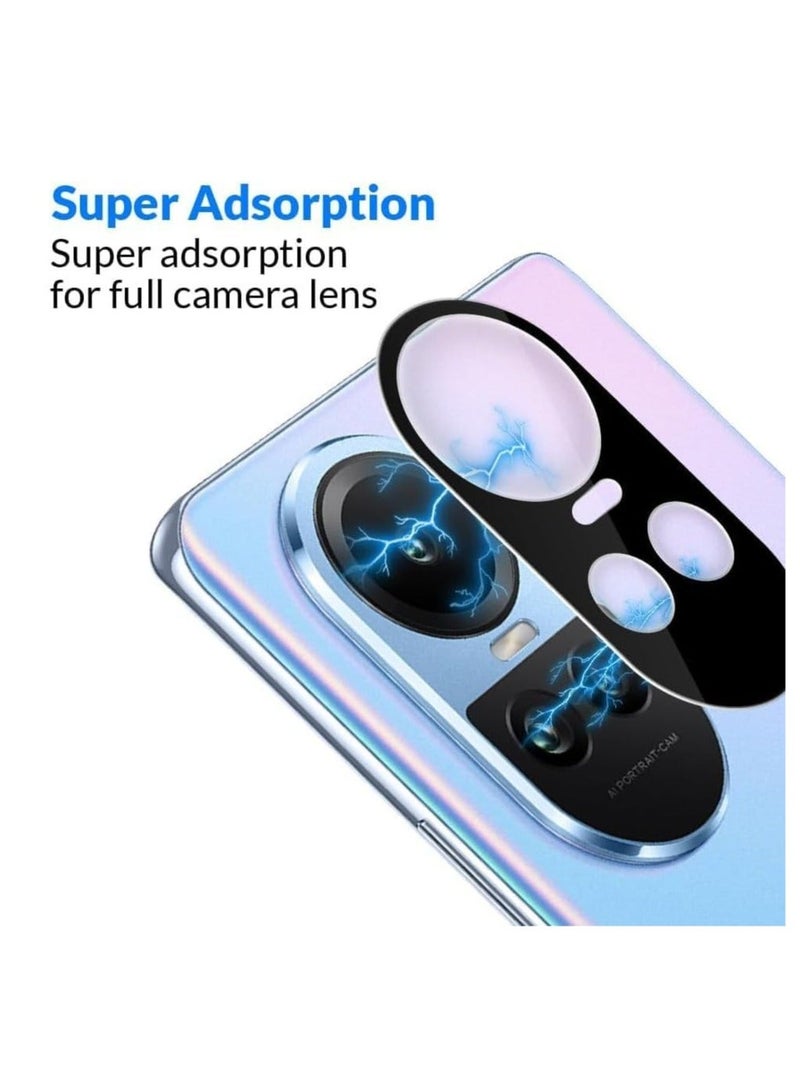 ten.tech Tempered Glass Camera Lens Protector Film for Oppo Reno 10 5G/ Reno 10 Pro, Scratch Resistant, Does Not Interfere with Shooting, Easy Installation, Black - Image 2