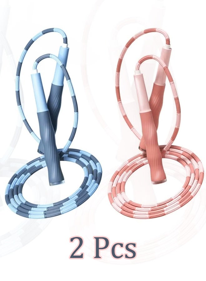 Soft Beaded Jump Rope, Adjustable Tangle Free Skipping Rope with Soft Anti-slip Handles, 9.2 Feet Segmented Kids Jumping Rope for Men, Women, Kids Keeping Fit, Training (2-Pack) - Image 1