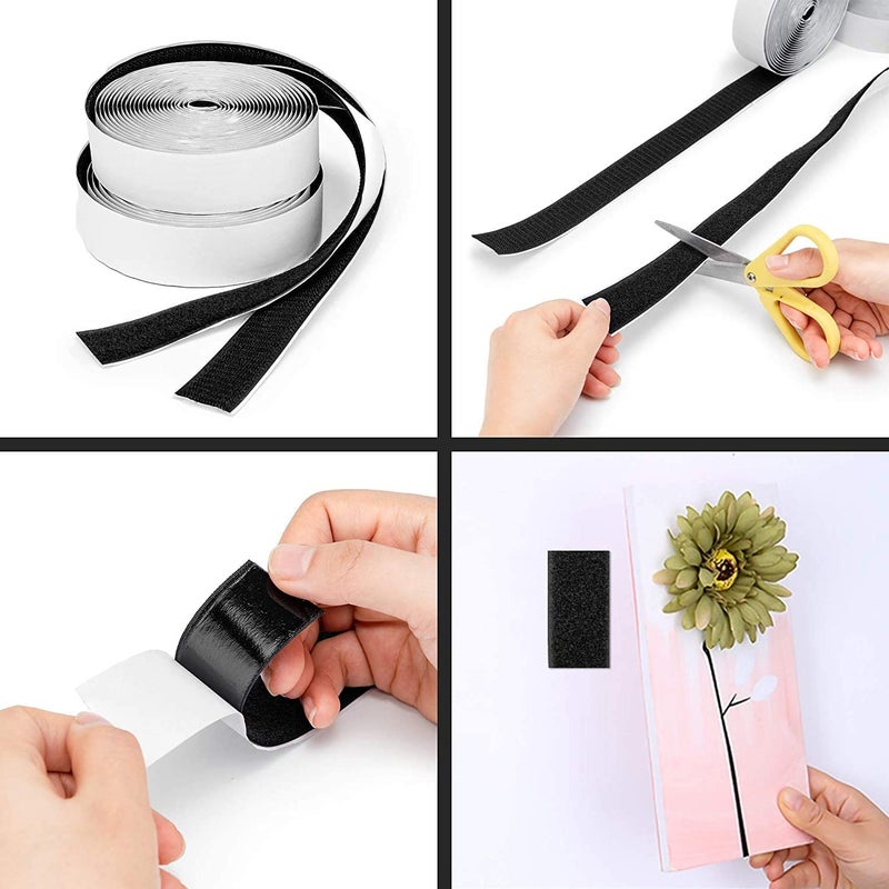 HOME CUBE Self Adhesive Hook Tape & Self Adhesive Loop Tape for Stationary, Pictures, Tools, Household Purposes, Schools and Office - 1 Set (2M x 25mm Black Color) - Image 4