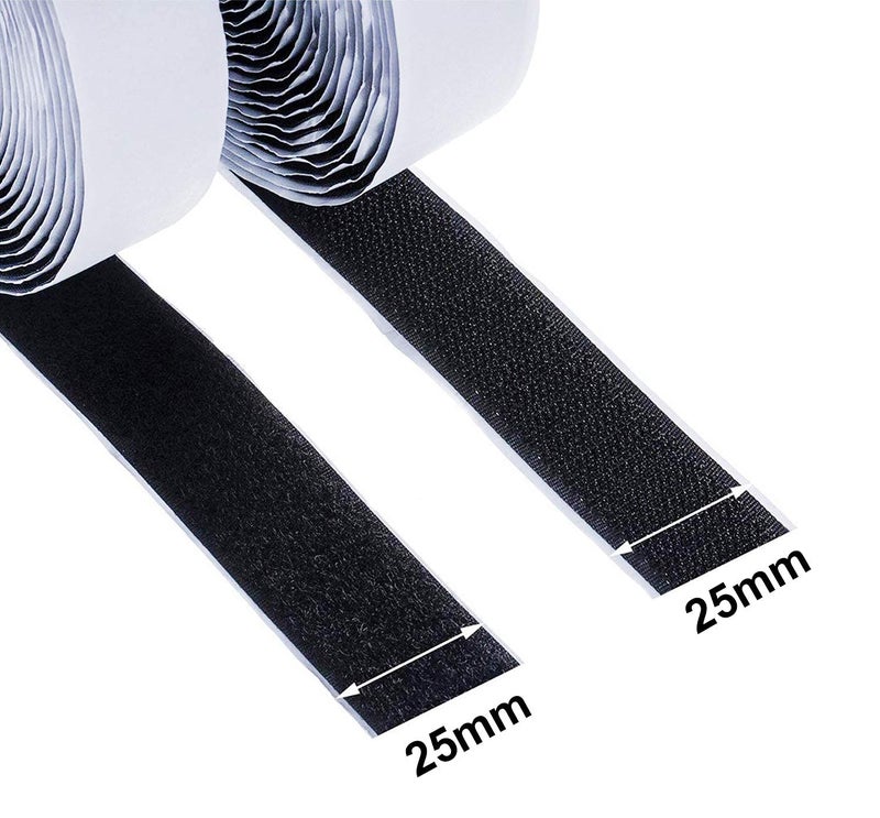 HOME CUBE Self Adhesive Hook Tape & Self Adhesive Loop Tape for Stationary, Pictures, Tools, Household Purposes, Schools and Office - 1 Set (2M x 25mm Black Color) - Image 3