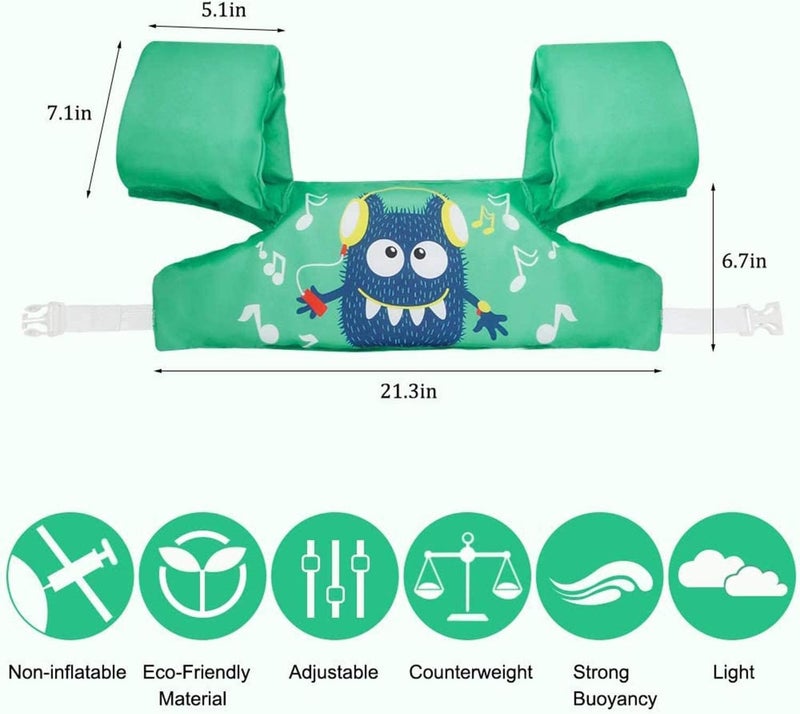 Children's Swimming Vest 30-50lb Hydrofoil Float Inflatable Safety Swimming Aid Jumpers Swimming Armband Float Swimming Armband For Pool/Beach/Training - Image 5