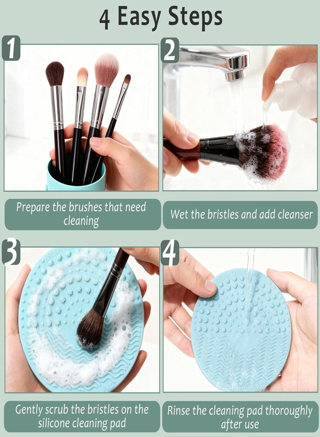 Brvlsoc 3-Pack Silicone Makeup Brush Cleaning Mats – Portable Brush Cleaner Pads with Suction Cups for Deep, Easy & Mess-Free Brush Washing (Blue) - Image 2