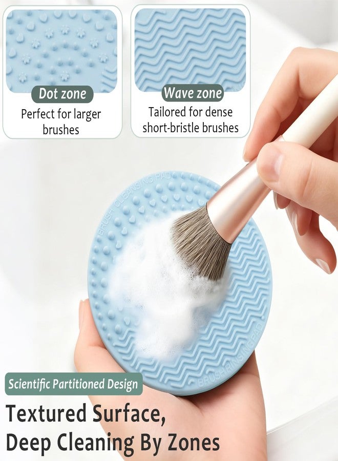 Brvlsoc 3-Pack Silicone Makeup Brush Cleaning Mats – Portable Brush Cleaner Pads with Suction Cups for Deep, Easy & Mess-Free Brush Washing (Blue) - Image 3