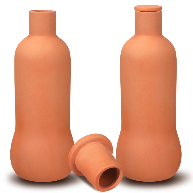 Blushtier 2 Pcs Olla Terracotta Watering Pot with Lid Large 34 oz Terra Cotta Self Watering Pots for Indoor Outdoor Plants Self Irrigate Spikes Ceramic Plant Waterer Set - Image 1