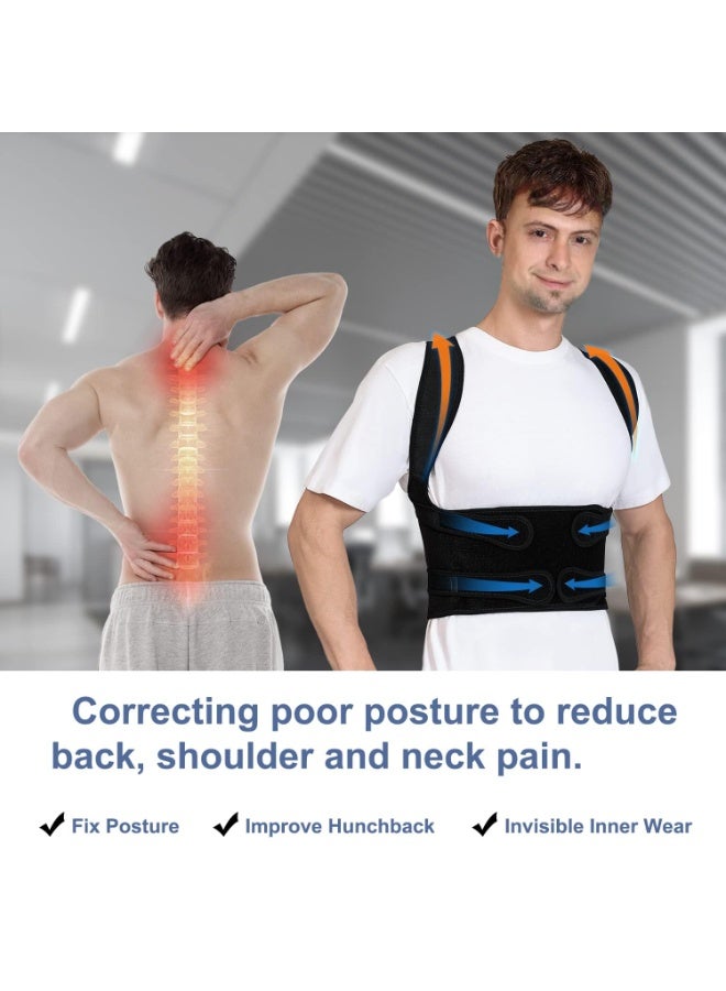 FDTY Back Brace Posture Corrector for Women and Men, Shoulder Straightener, Adjustable Full Back Support, Upper and Lower Back Relief - Scoliosis, Hunchback, Hump, Thoracic, Spine Correcto - Image 3