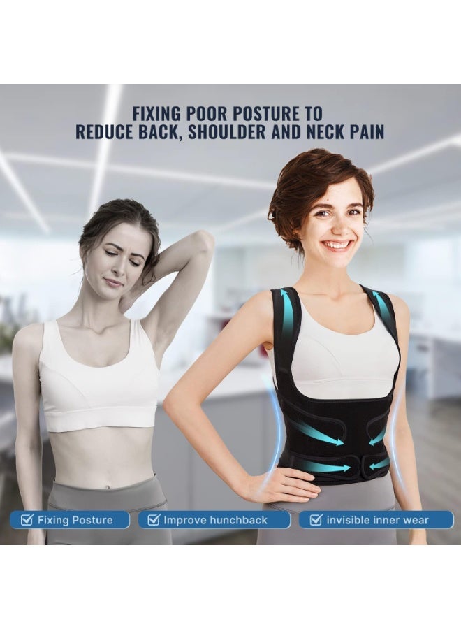 FDTY Back Brace Posture Corrector for Women and Men, Shoulder Straightener, Adjustable Full Back Support, Upper and Lower Back Relief - Scoliosis, Hunchback, Hump, Thoracic, Spine Correcto - Image 2