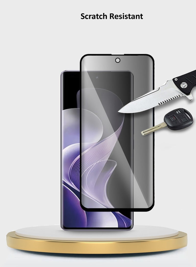 Wtech vivo V40 / V40 Pro / V40 Lite 5G 2024 Premium Edge-Pro Series Privacy Full Glue Full Cover Tempered Glass Screen Protector (MSGPCP) - Clear/Black - Image 3