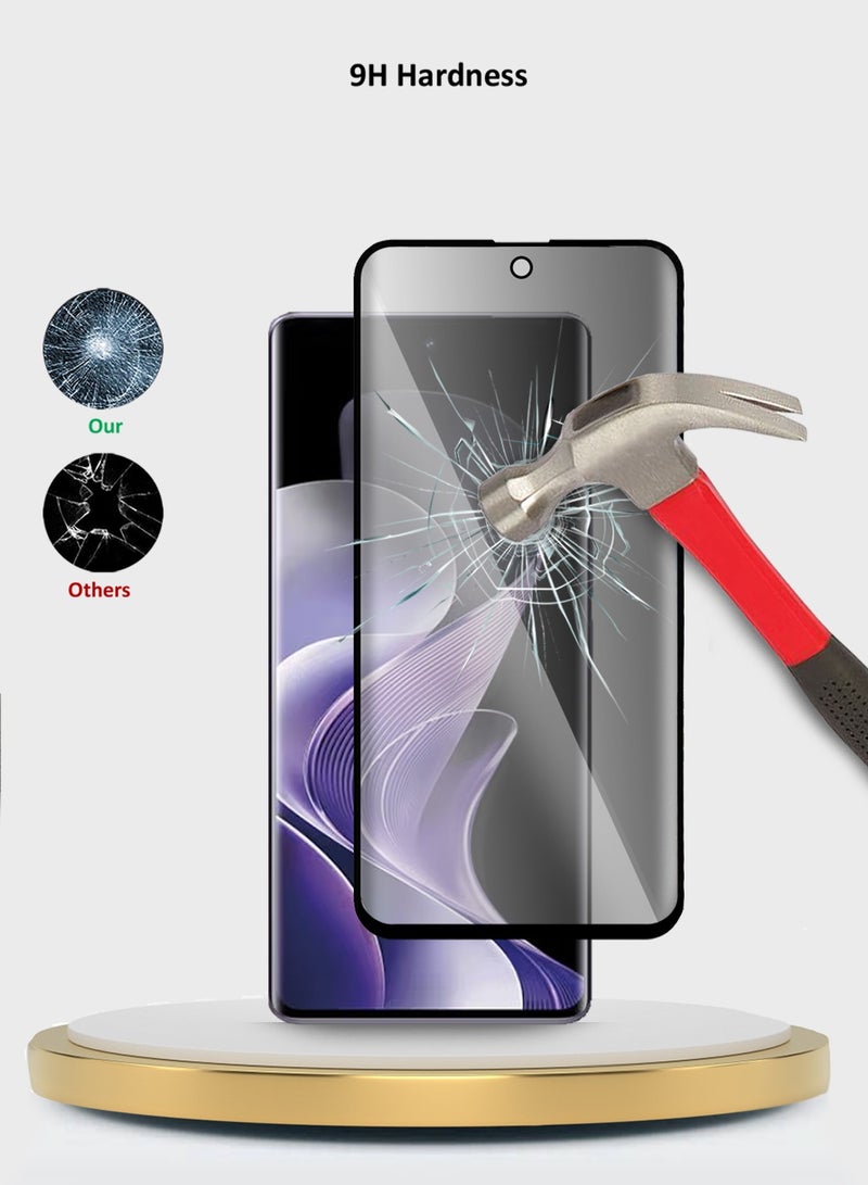 Wtech vivo V40 / V40 Pro / V40 Lite 5G 2024 Premium Edge-Pro Series Privacy Full Glue Full Cover Tempered Glass Screen Protector (MSGPCP) - Clear/Black - Image 4