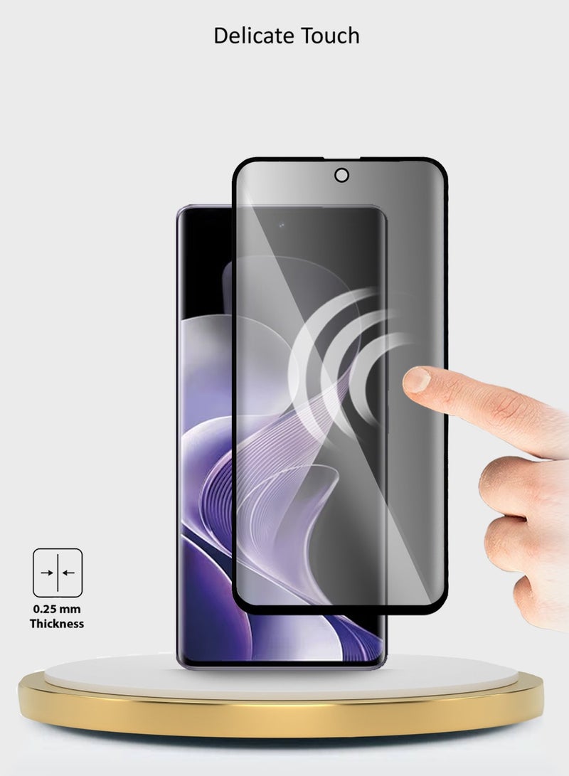 Wtech vivo V40 / V40 Pro / V40 Lite 5G 2024 Premium Edge-Pro Series Privacy Full Glue Full Cover Tempered Glass Screen Protector (MSGPCP) - Clear/Black - Image 5