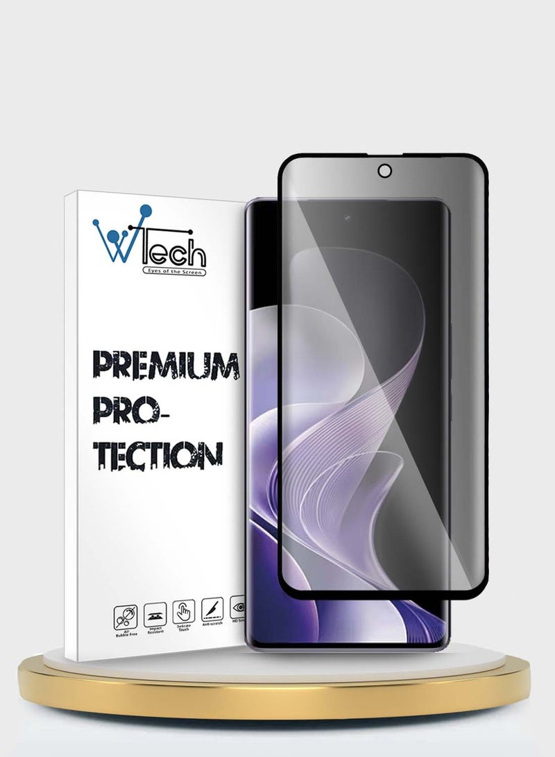 Wtech vivo V40 / V40 Pro / V40 Lite 5G 2024 Premium Edge-Pro Series Privacy Full Glue Full Cover Tempered Glass Screen Protector (MSGPCP) - Clear/Black - Image 1