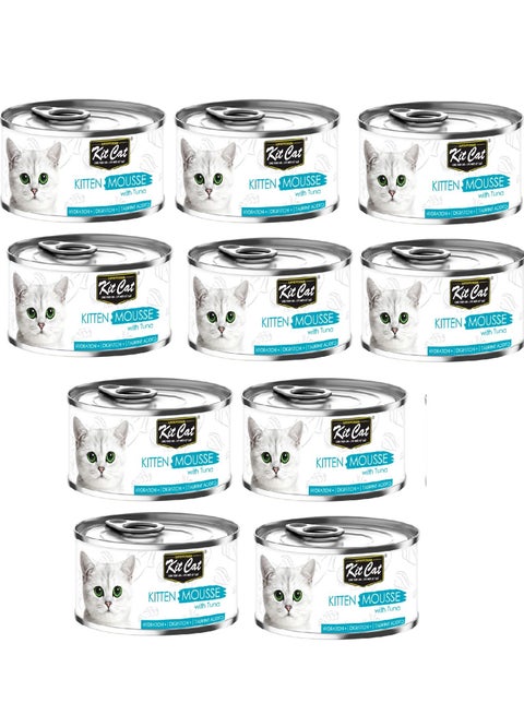 10Pc Kitten Mousse with Tuna Kittens Wet Food 80g