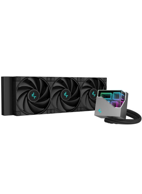 DeepCool LT720، مبرد وحدة المعالجة المركزية السائل عالي الأداء 360 مم، ثلاث مراوح FK120 مضبوطة بدقة، مبني على مضخة المياه عالية الأداء من الجيل الرابع، نطاق PWM ديناميكي 500-2250 دورة في الدقيقة، 85.85 قدم مكعب في الدقيقة، تدفق هواء فائق، 3.27 مم مكعب ضغط ثابت مرتفع، ≤32.9 ديسيبل (أ) ضوضاء الحمل الكامل، IntelLGA2066/2011-v3/2011/1700/1200/1151/1150/1155، AMDsTRX4/sTR4/AM5/AM4
