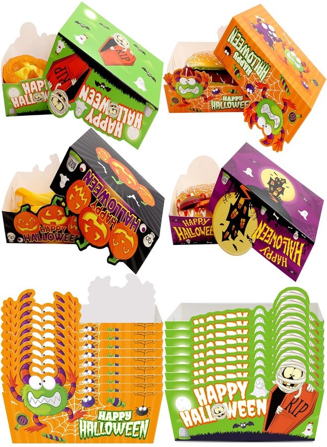WorldBazaar Halloween Paper Food Trays 60PCS Nacho Serving Trays Disposable Halloween Treat Snack Tray Trick or Treat Party Supplies Table Decorations - Image 2