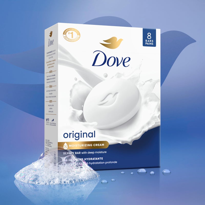 Dove Beauty Bar Soap Original 8 Count for Soft, Smooth Skin, with 1/4 Moisturizing Cream 3.75 oz - Image 3