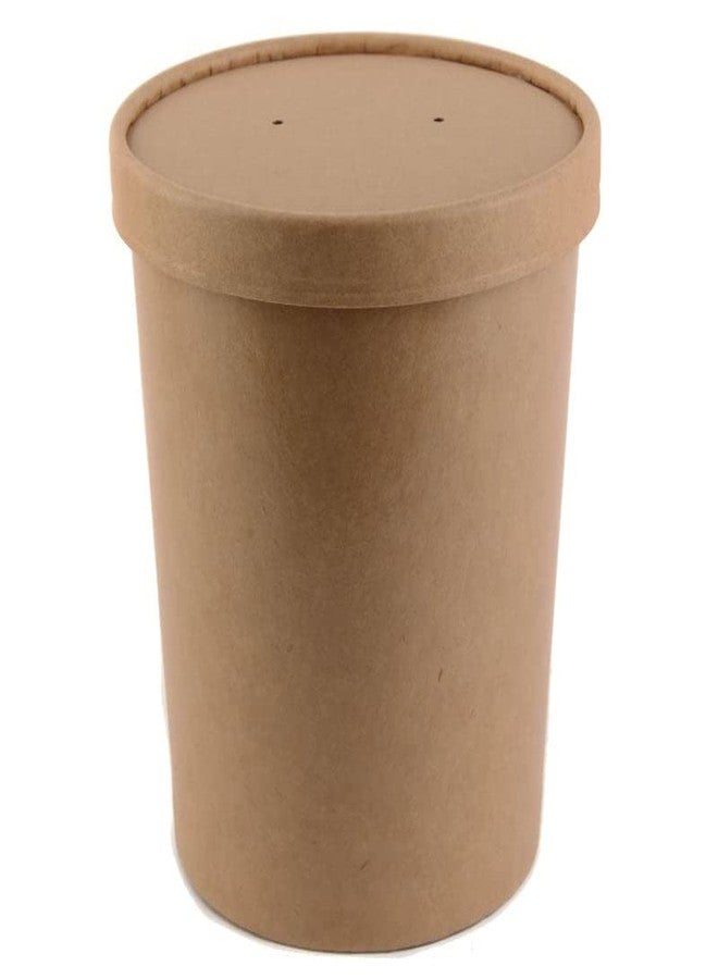 EcoQuality Disposable Kraft Paper Soup Containers with Lids - Paper Ice Cream Cups - Disposable Dessert Bowls, Frozen Yogurt Cups - Food Storage Containers, Microwavable and Freezer Safe Take Out (32oz, 25) - Image 1