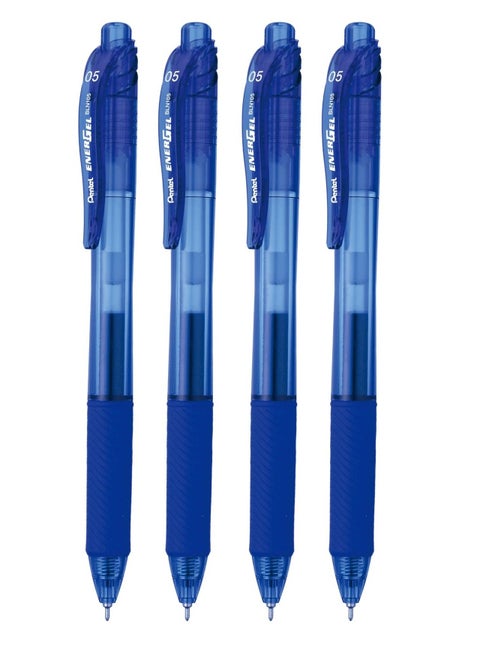 4-Piece Energel Gel Ink Pen 0.5mm Tip Blue Ink