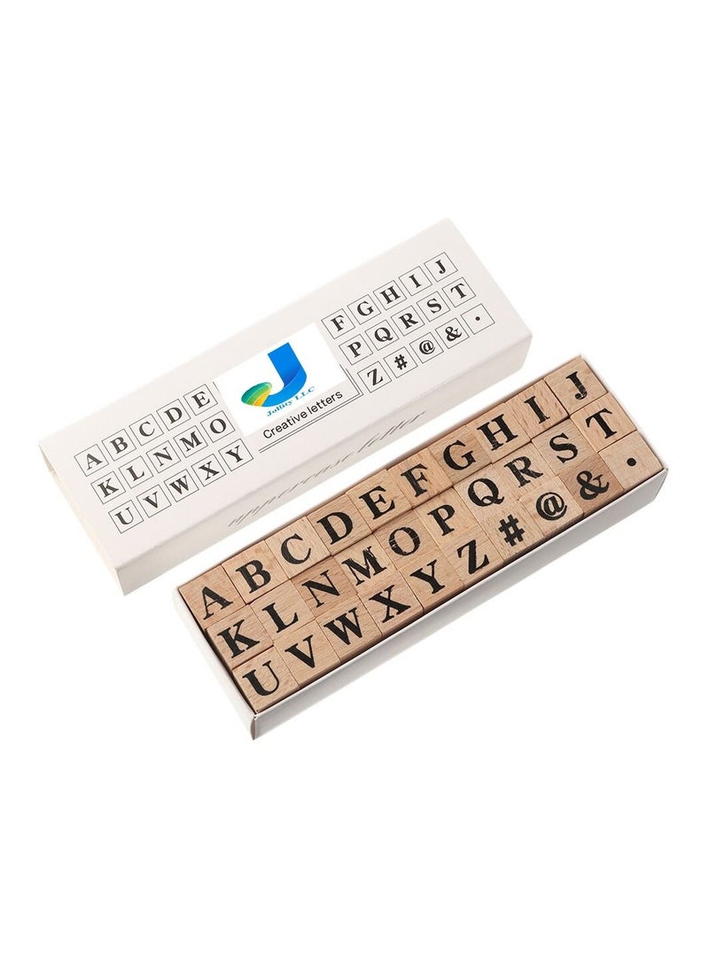 JOLLITY LLC ختم مطاطي على شكل أحرف أبجدية كبيرة إبداعية مصنوعة يدويًا من الخشب  - Image 1