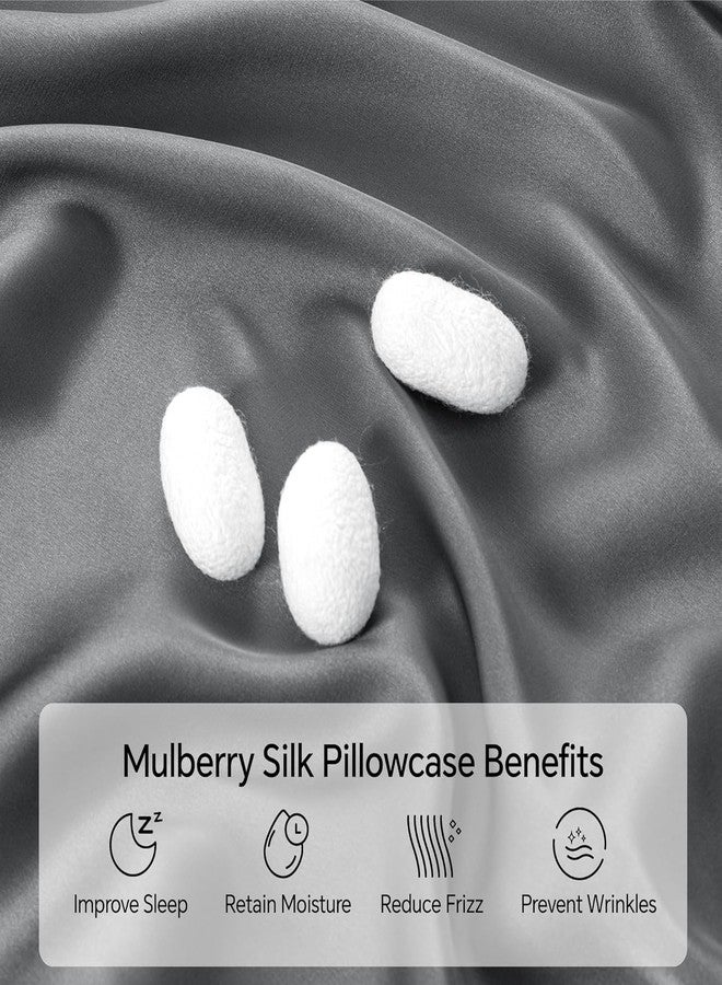 INFIIXSO Silk Pillow Cases Queen Size Set of 2-20x30Inches Silk Pillowcases with Hidden Zipper, Ultra Smooth and Soft Cooling Pillow Cases for Hot Sleepers (Dark Grey 20x30 Inches, 2 Pack) - Image 2