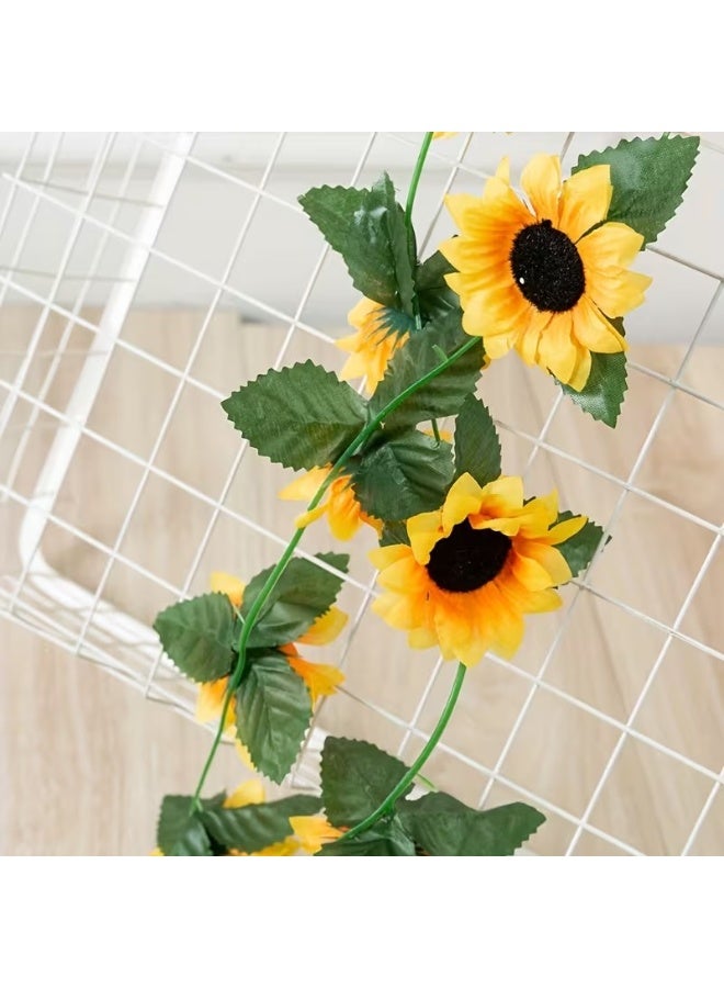 Goolsky 26-Head Realistic Sunflower Wreath - 228.6cm Fake Flower Vine for Home And Wedding Decoration, Ideal for Valentine'S Day, , , , Thanksgiving, Sunflower Decoration - Image 4