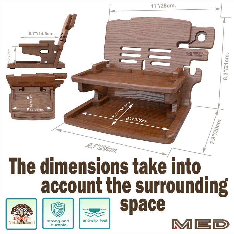 MED Wood Phone Docking Station for Men - Desk or Nightstand Organizer - Birthday Gifts for Husband, Dad - Anniversary Idea from Wife - Key Holder, Stand Wallet, Watch & Essentials (Dark Walnut) - Image 5