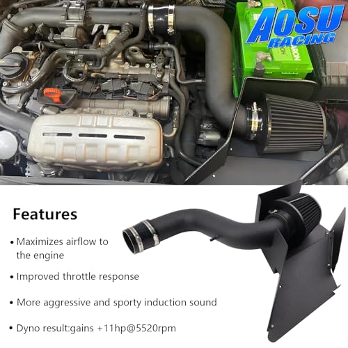 Aosuracing Cold Air Intake Kit Compatible with VW Beetle GOLF MK5 MK6 SCIROCCO MK3 1.4TSI EA111 Twin Turbo Supercharger, Increases Horsepower & Torque, More Aggressive and Sporty Induction Sound - Image 3