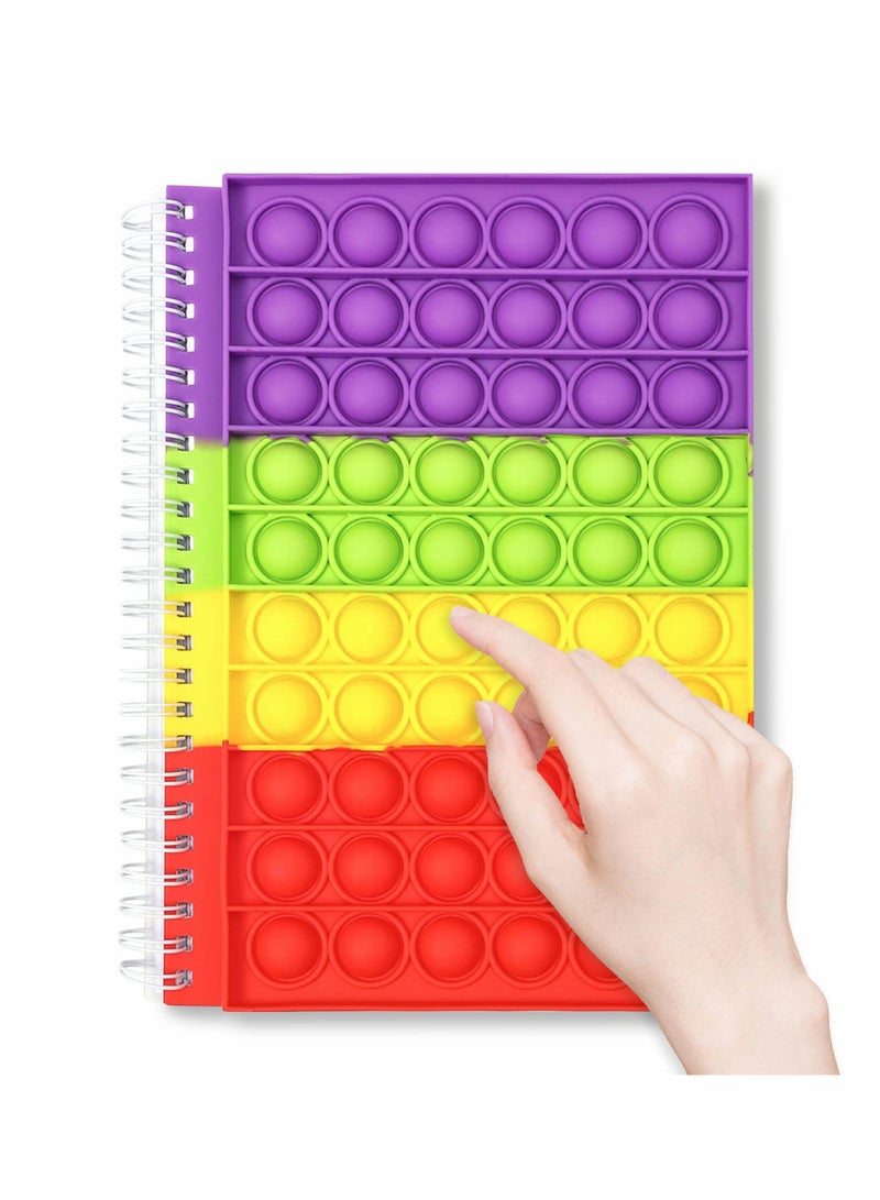 Puzzle Decompression Rainbow Color Silicone Bubble Press Notebook Journal Notebook, Spiral Notebook, Push Pop Bubble Fidget Sensory Toys, Stress Reliever Fidget Toys, Gifts for Kids - Image 1