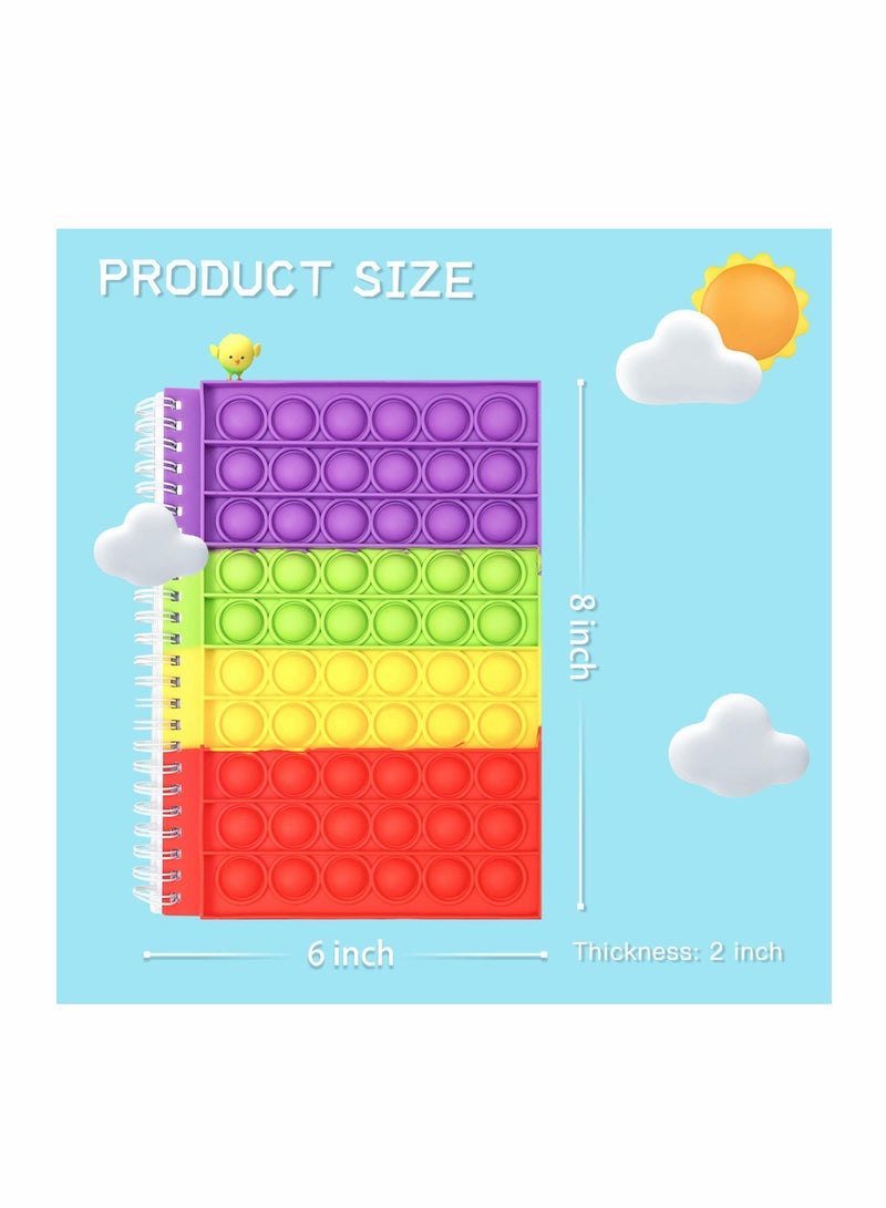 Puzzle Decompression Rainbow Color Silicone Bubble Press Notebook Journal Notebook, Spiral Notebook, Push Pop Bubble Fidget Sensory Toys, Stress Reliever Fidget Toys, Gifts for Kids - Image 5