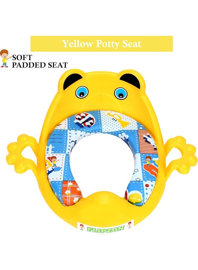 Flipzon Premium Baby Cushioned Potty Seat with Easy Grip Handles and Comfortable seat (Yellow) - Image 2