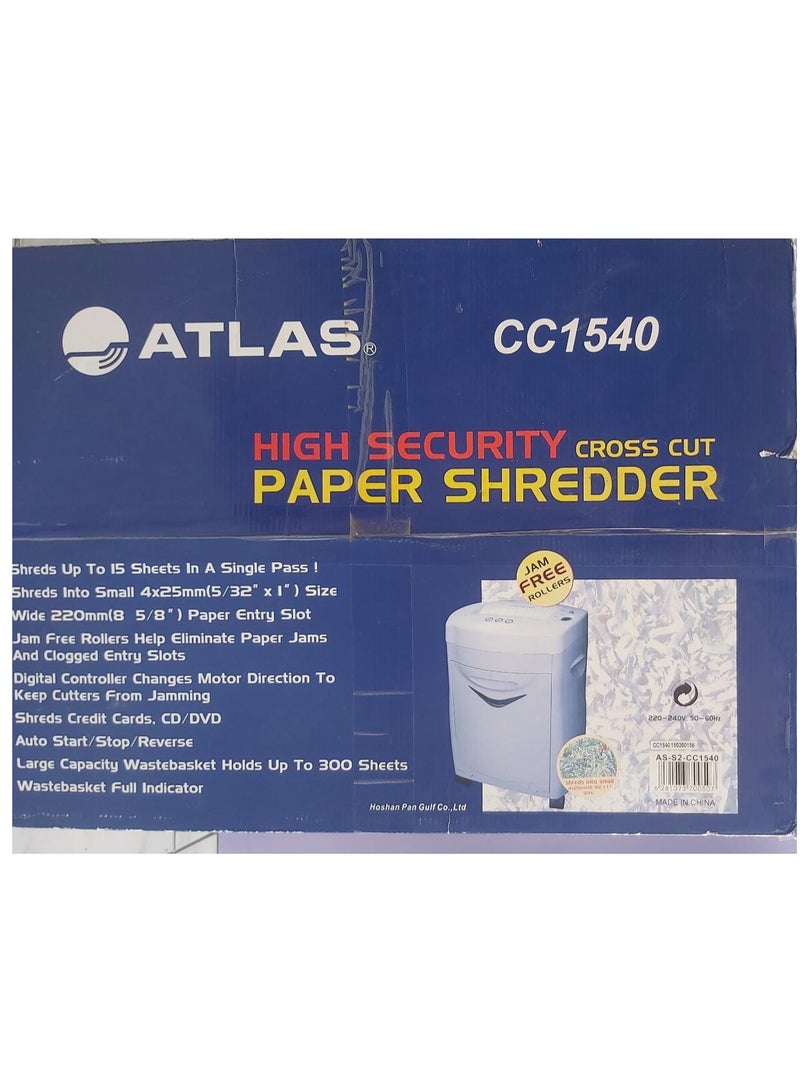 Atlas Heavy duty Paper Shredder for Paper Cutting and trashing CC15415sheets. - Image 2