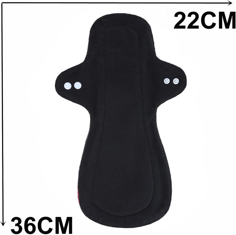 MissC2C 7pc Reusable Incontinence Pads Washable Cloth Pads Set Including 6PC Heavy Flow Feminine Hygiene Bamboo Charcoal Cloth Reusable Menstrual Pads Cloth Sanitary Pads + 1PC Mini Wet Bag - Image 2