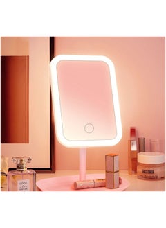 Huitich Adjustable LED Makeup Mirror with Storage Tray Pink  - Image 4