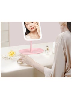 Huitich Adjustable LED Makeup Mirror with Storage Tray Pink  - Image 3