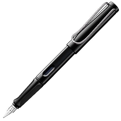 LAMY safari black - Fountain Pen with ergonomic grip & polished steel nib in size F - ideal for any Writing & Calligraphy - including LAMY T 10 blue cartridge - Right-Handed - Image 1