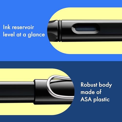 LAMY safari black - Fountain Pen with ergonomic grip & polished steel nib in size F - ideal for any Writing & Calligraphy - including LAMY T 10 blue cartridge - Right-Handed - Image 4