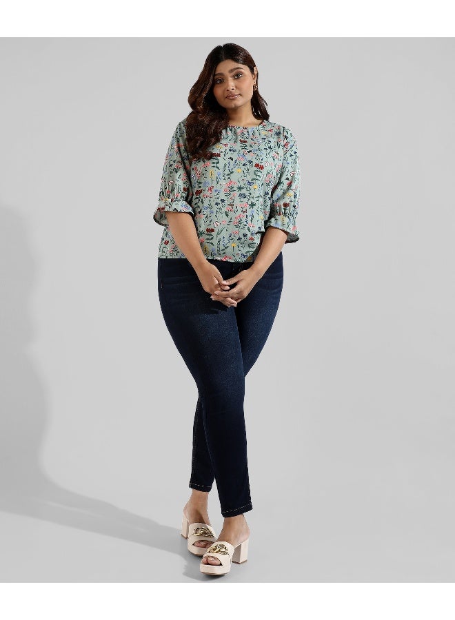 انستافاب بلس جينز نسائي ضيق عصري جديد من الدنيم بلون سادة - Image 5