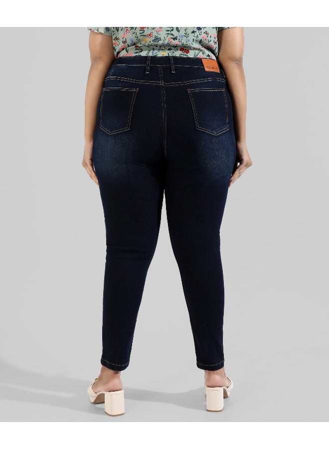 انستافاب بلس جينز نسائي ضيق عصري جديد من الدنيم بلون سادة - Image 4