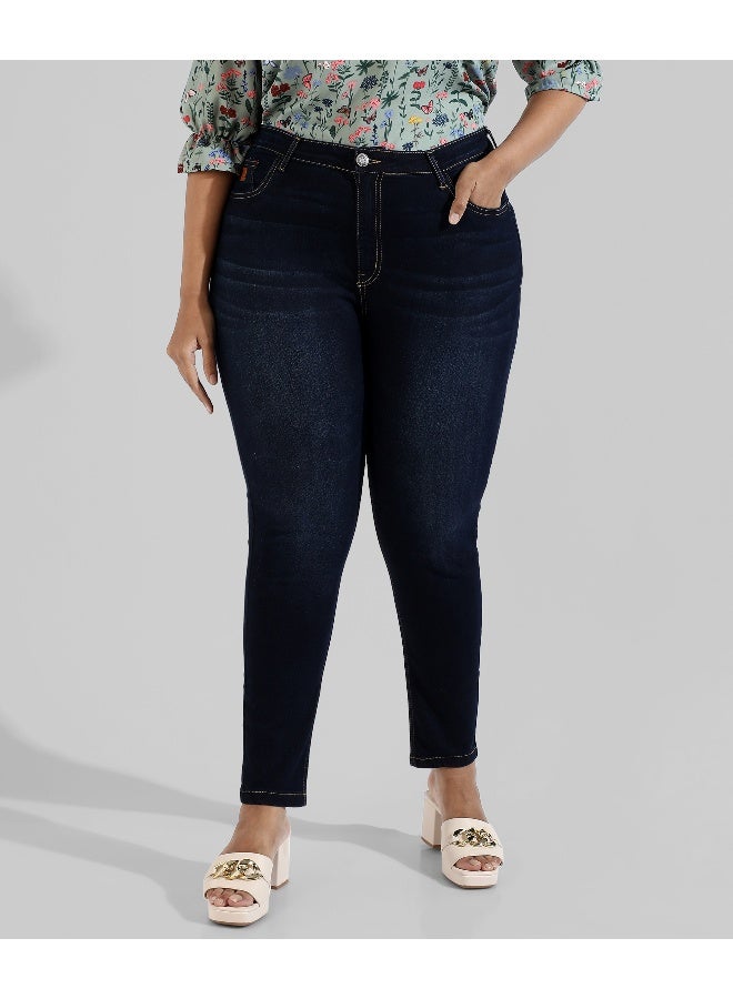 انستافاب بلس جينز نسائي ضيق عصري جديد من الدنيم بلون سادة - Image 1