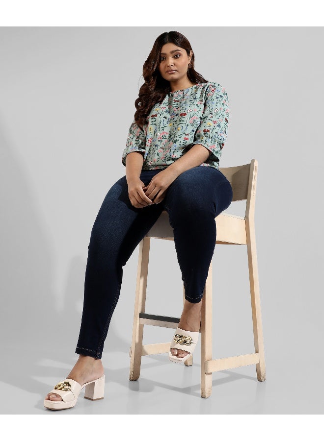 انستافاب بلس جينز نسائي ضيق عصري جديد من الدنيم بلون سادة - Image 3