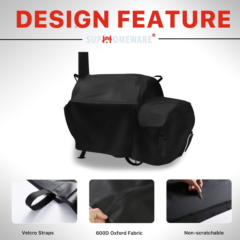 Suphomeware 70 inch Grill Cover for Oklahoma Joe's Longhorn Offset Smoker, Waterproof & Heavy Duty Black Smoker Cover - Image 5