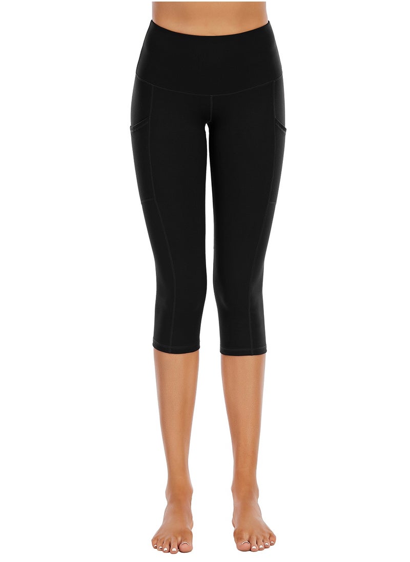 Loquat Black cropped pants yoga pants skin-friendly high waist stretch tight waist sports and fitness pants lady  - Image 1
